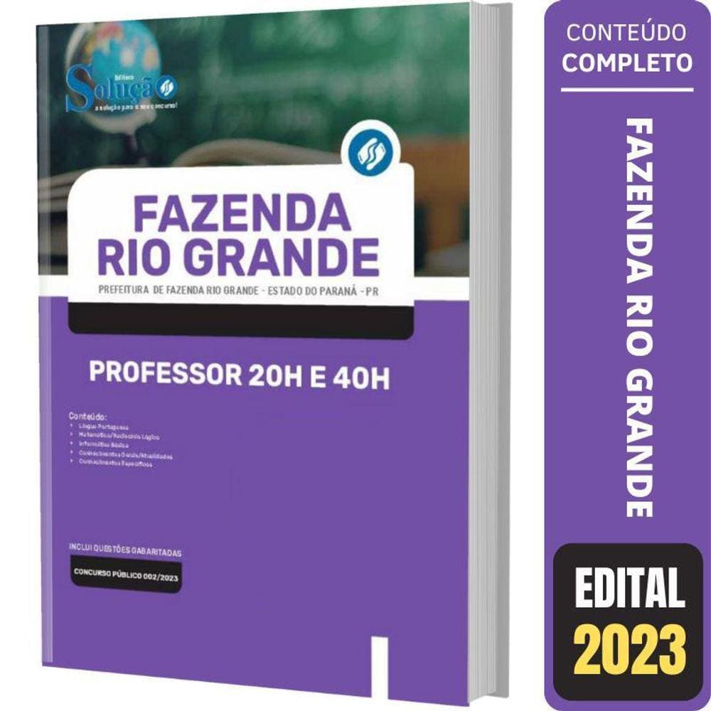 Apostila Fazenda Rio Grande Pr - Professor 20H E 40H