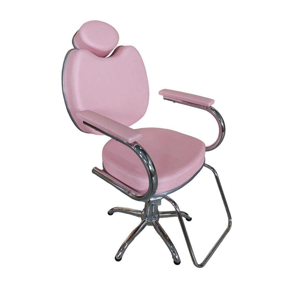 Cadeira Para Salão Cabeleireiro Fixa Hidráulica Rosa Bebê