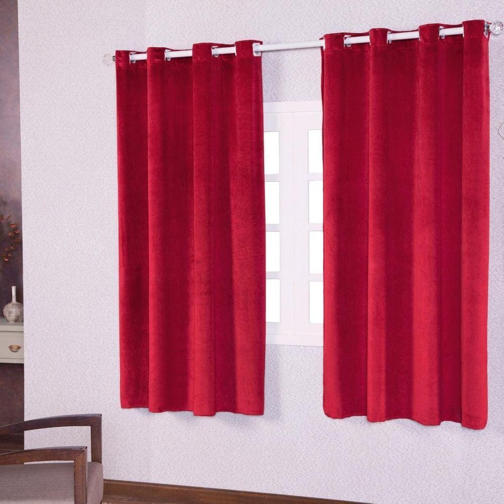 Cortina 200X170 Para Sala De Estar Tecido Suede - Vermelho