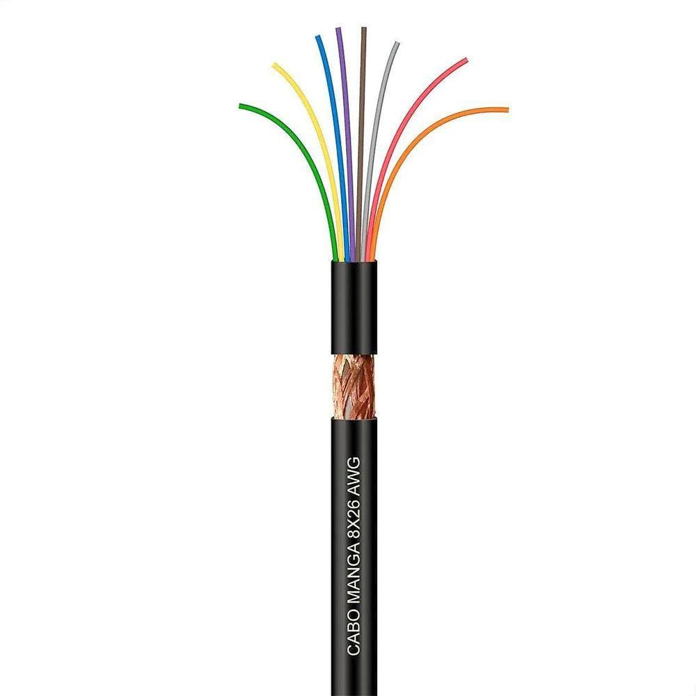 Cabo Manga 8X26 Awg - Com Blindagem Preto - 10 Metros