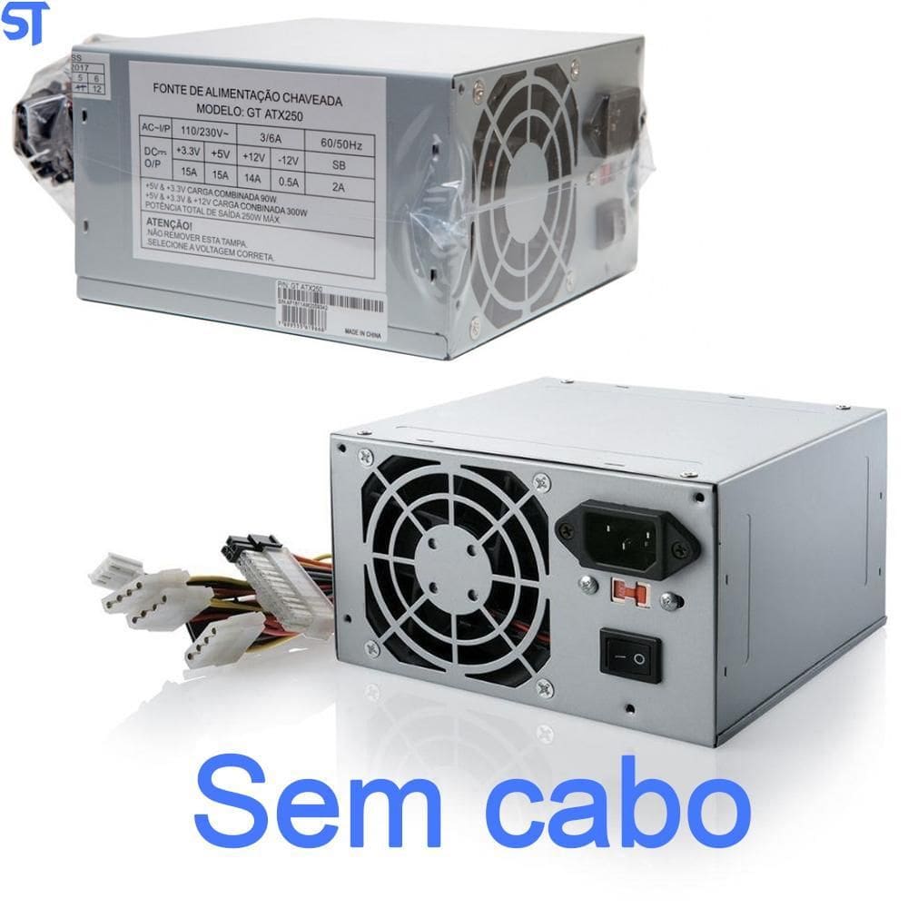 Fonte De Alimentação Atx Goldentec 250W Real S/Cabo