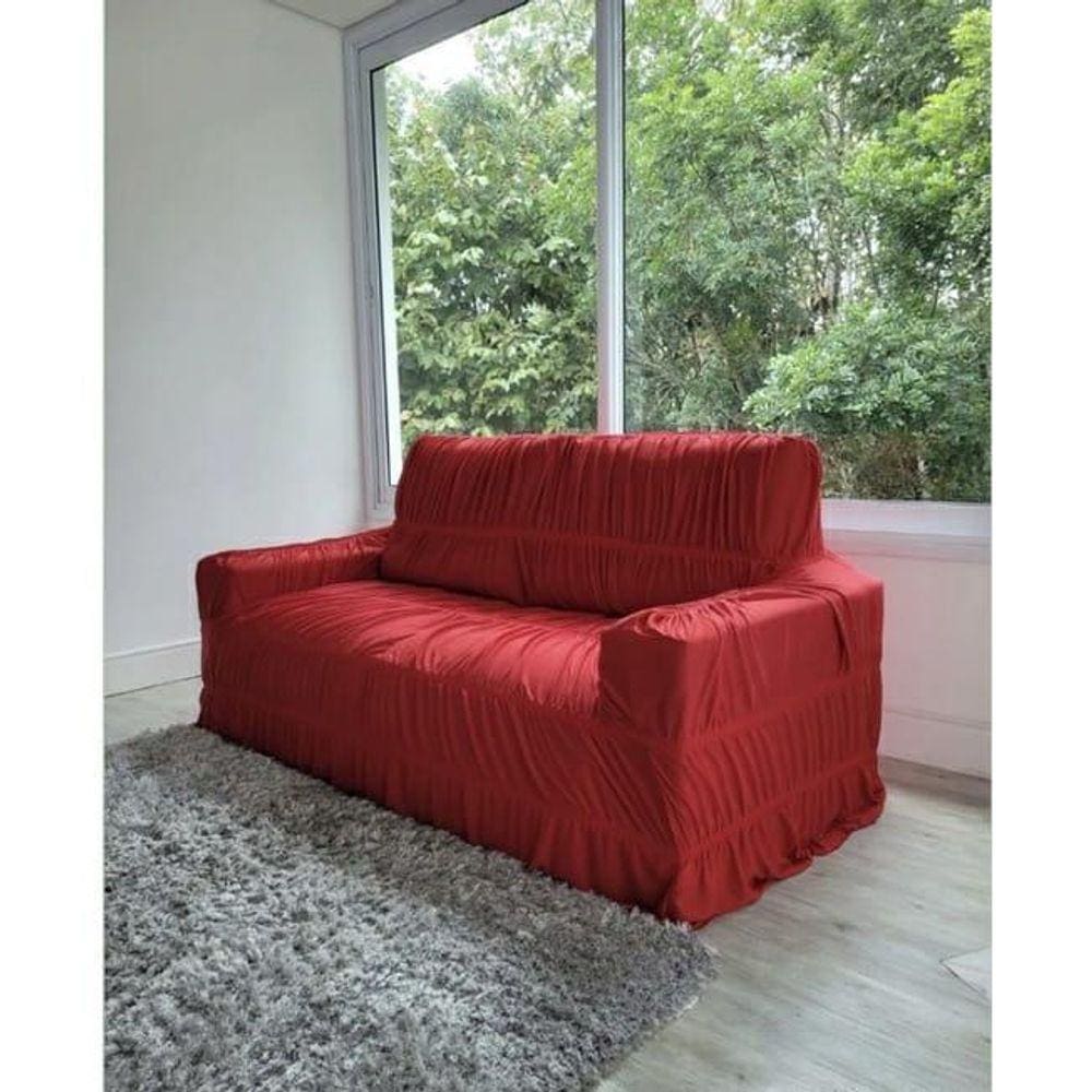 Capa Para Sofá Retrátil E Reclinável 2 Lugares Vermelho