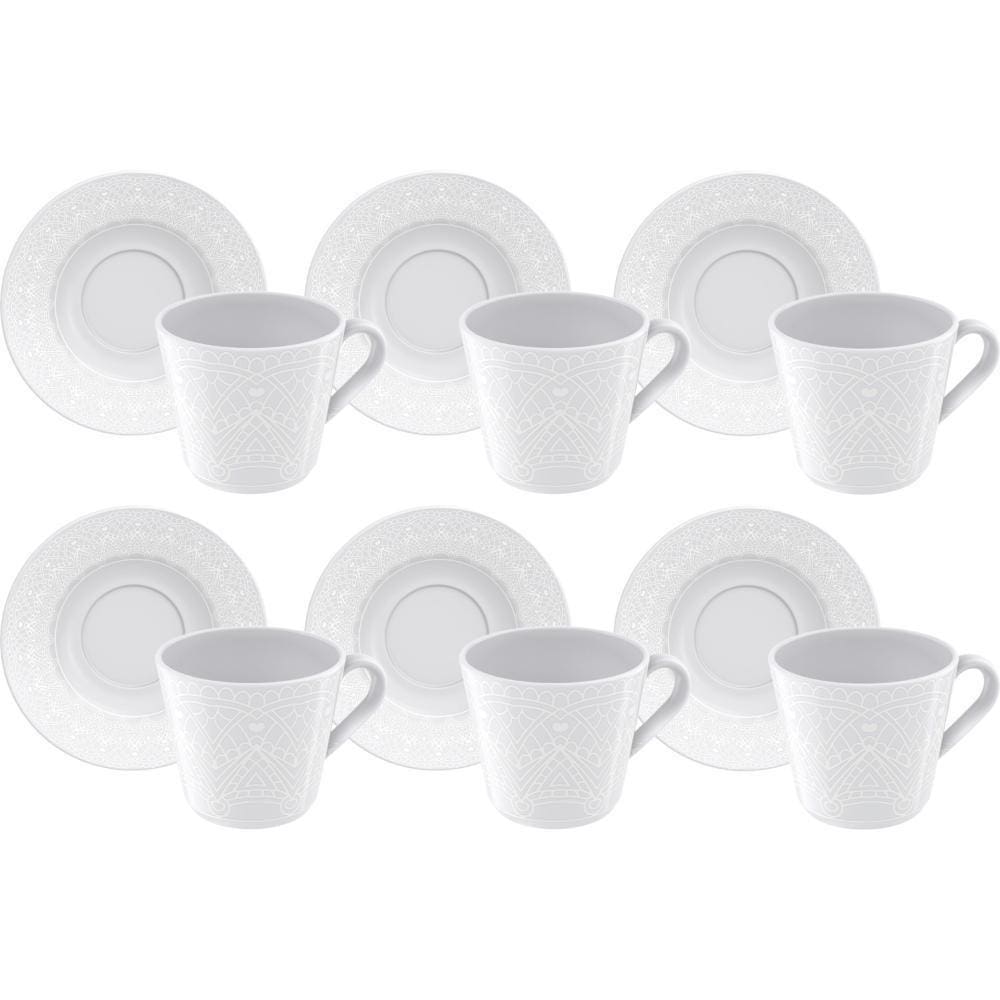 Conjunto De Chá Tramontina Porcelana Alicia 200Ml 12 Pç