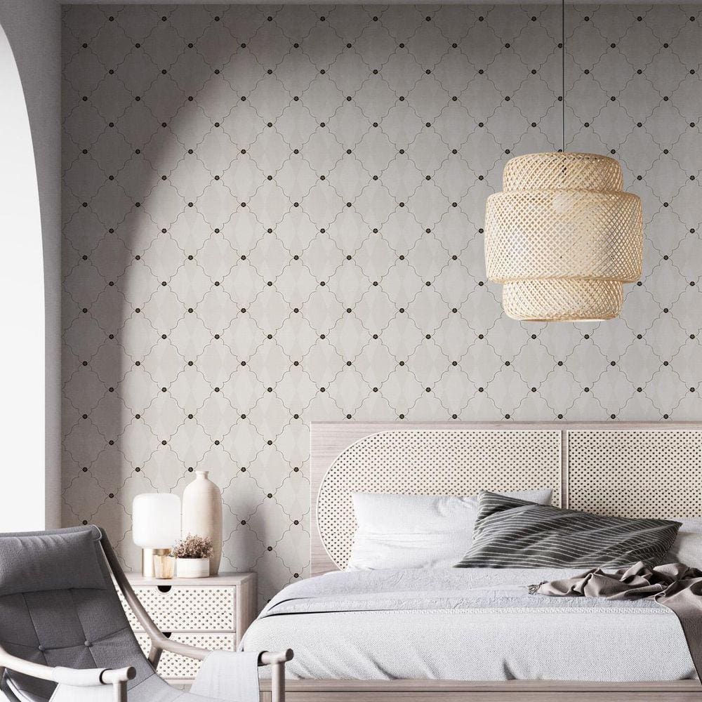 Kit 9 Rolos Papel De Parede Adesivo Arabesco Bege 3,0M