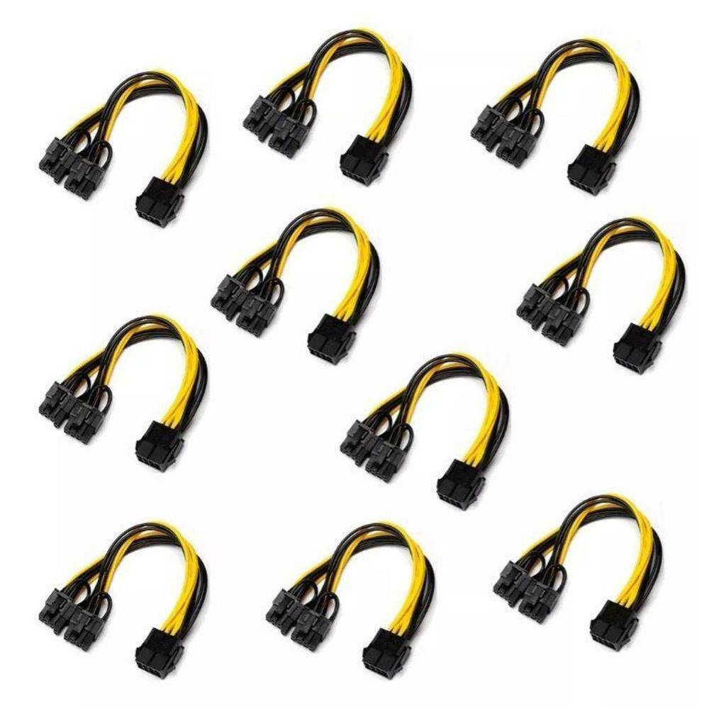 Kit 10 Cabo Y Pci Express Splitter 8 Pinos Gpu Mineração