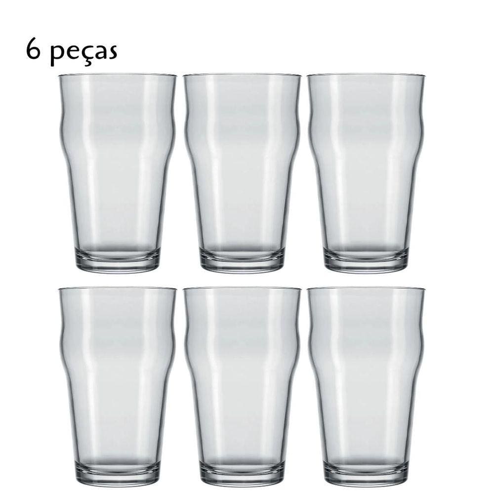 Jogo De Copos Em Vidro 6 Pçs Para Cerveja 473Ml Transparente