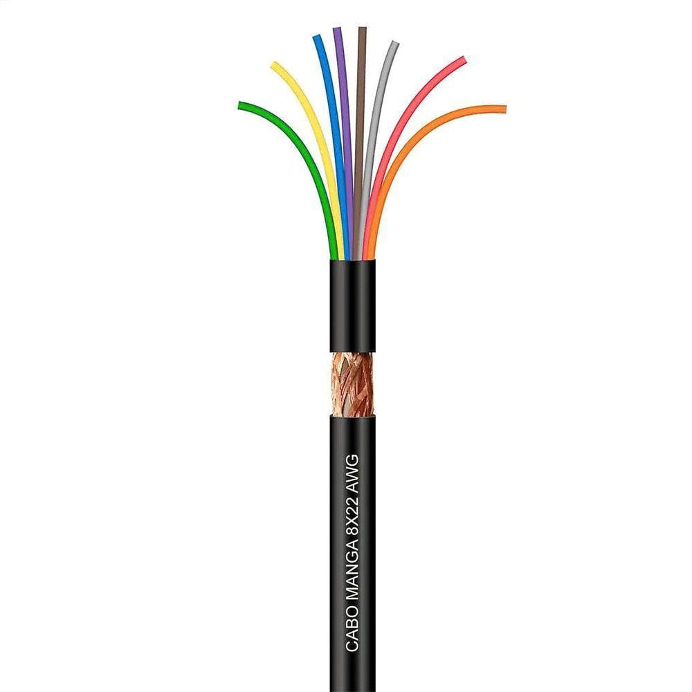 Cabo Manga 8X22 Awg - Com Blindagem Preto - 100 Metros