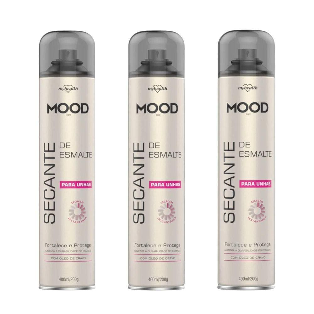 Kit 3 Spray Secador Secante De Esmalte Unha Ae Mood 400Ml Mh