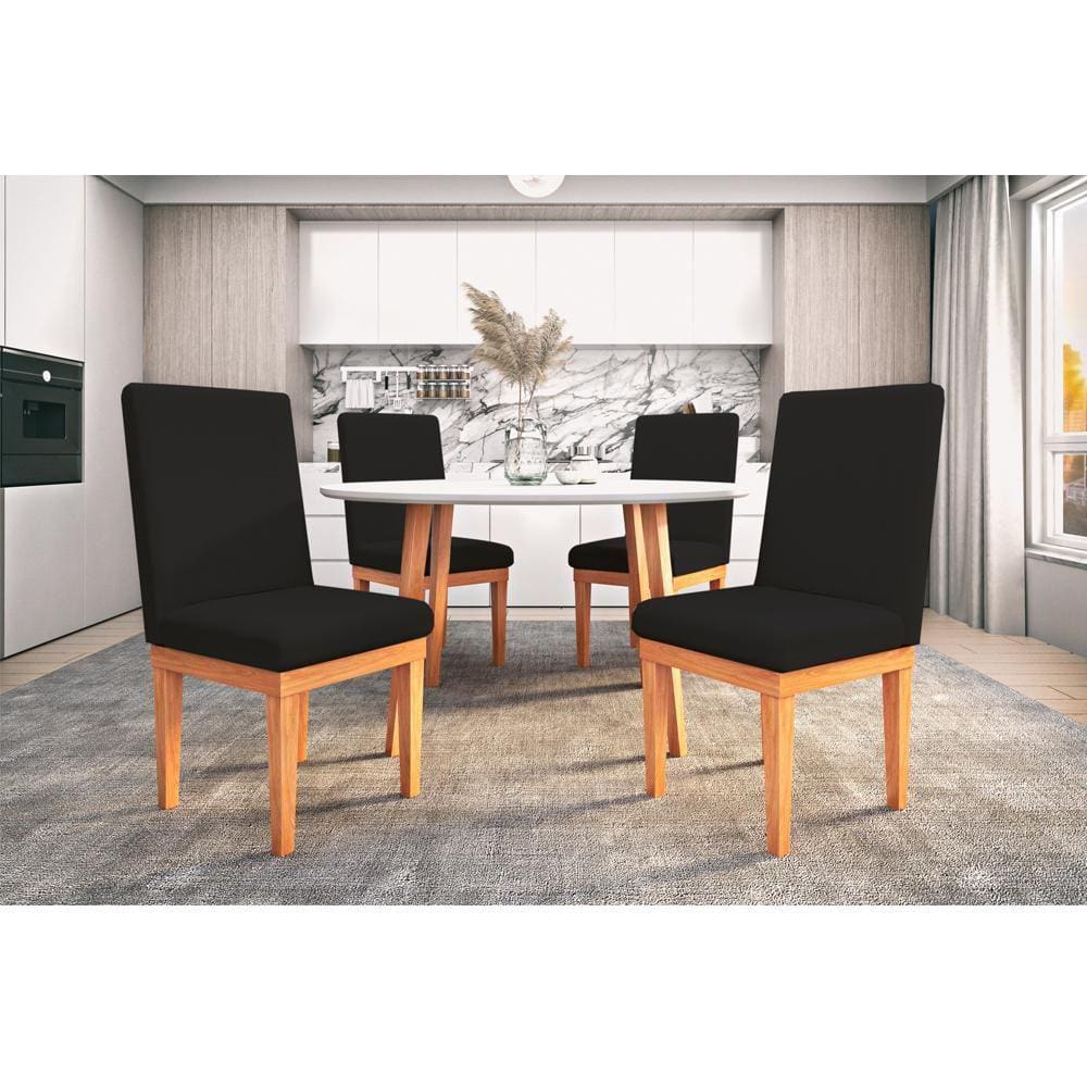 Kit 4 Cadeiras Estofadas Reforçadas Para Mesa De Jantar