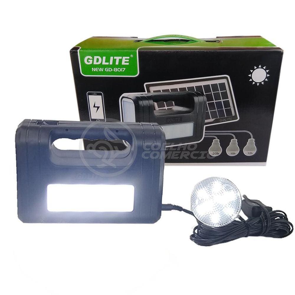 Kit Lanterna Placa Solar Carregador Portatil Energia Nº 17