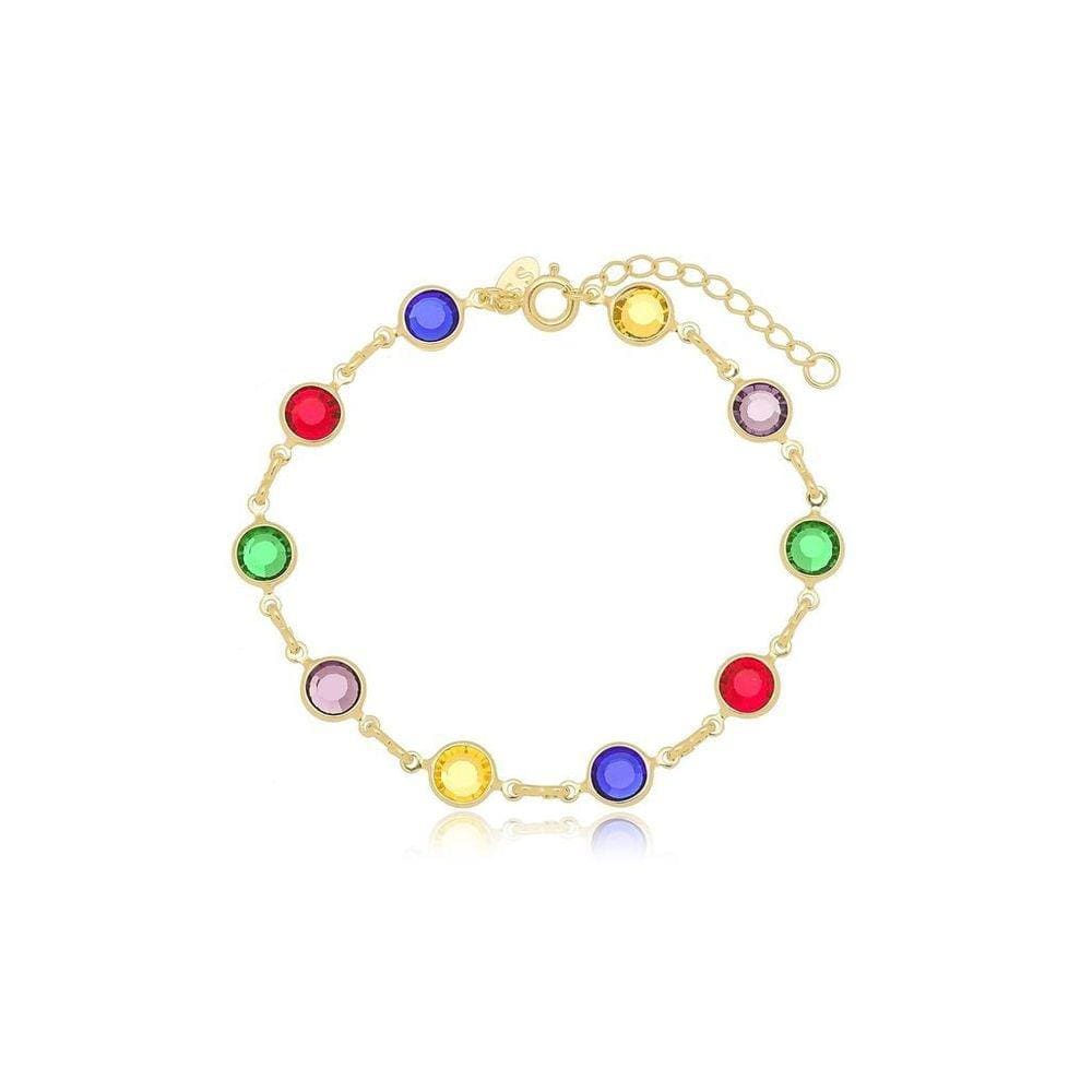 Pulseira Colorida Banhada A Ouro 18K