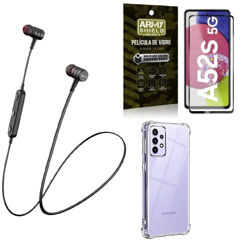 Capinha Samsung A52S + Fone Bluetooth Hs-615 + Película 3D