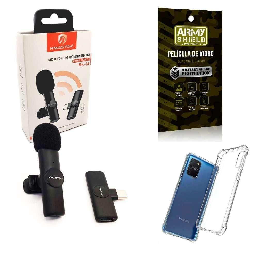 Capa Samsung S10 Lite + Microfone Sem Fio + Película 3D