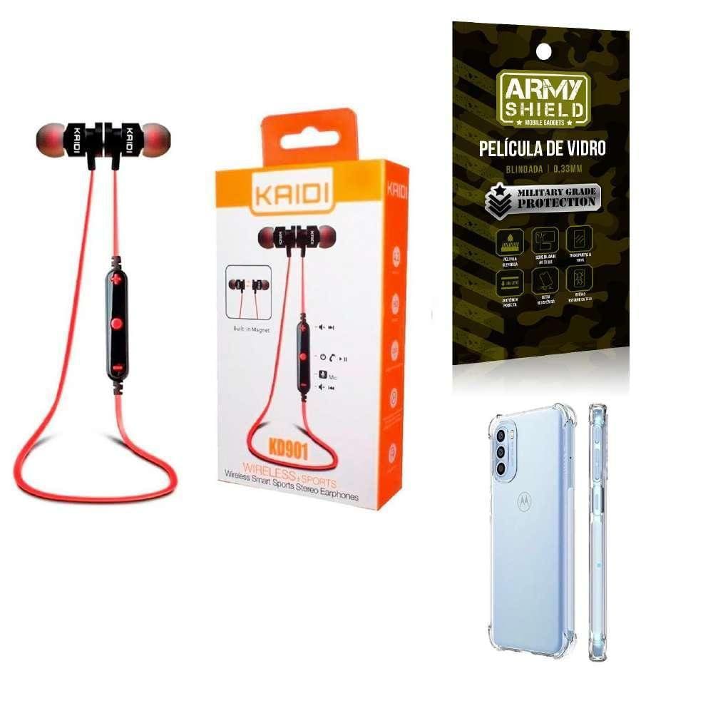 Kit Capa Motorola G52 + Fone Esportivo E Película De Vidro