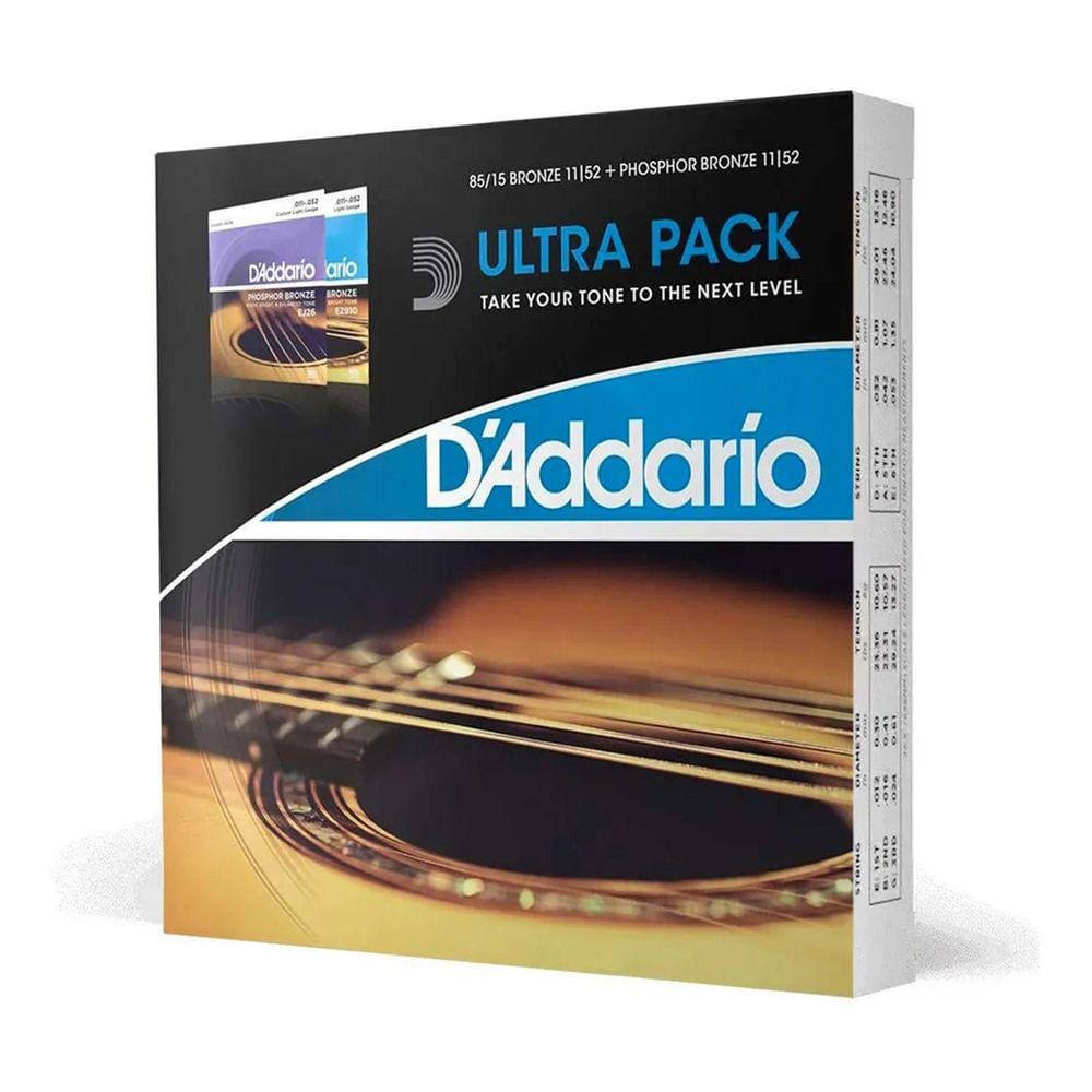 Kit 2 Jogo De Cordas D`Addario 011 Ez910 Ej26 Ultra Pack Phb