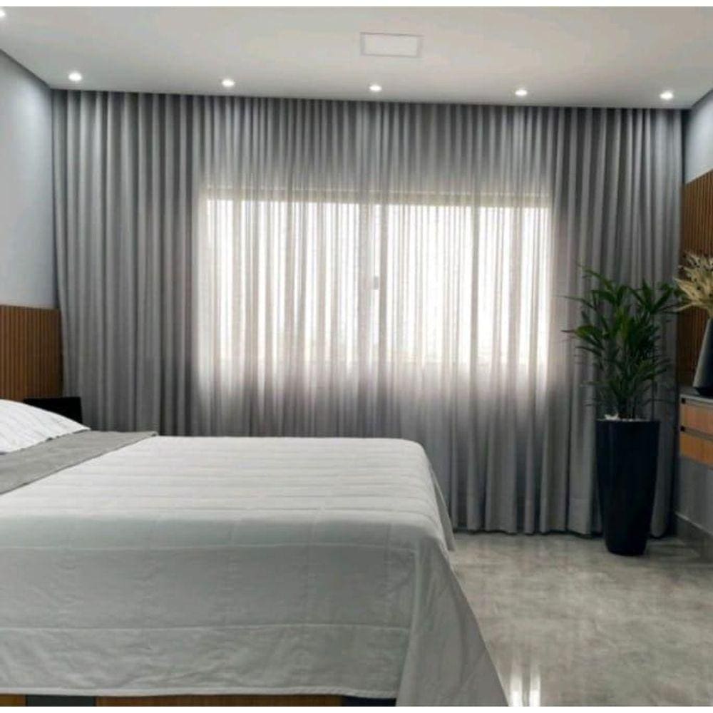 Cortina Trilho Suiço Linho Cinza 6.00 X 2.70