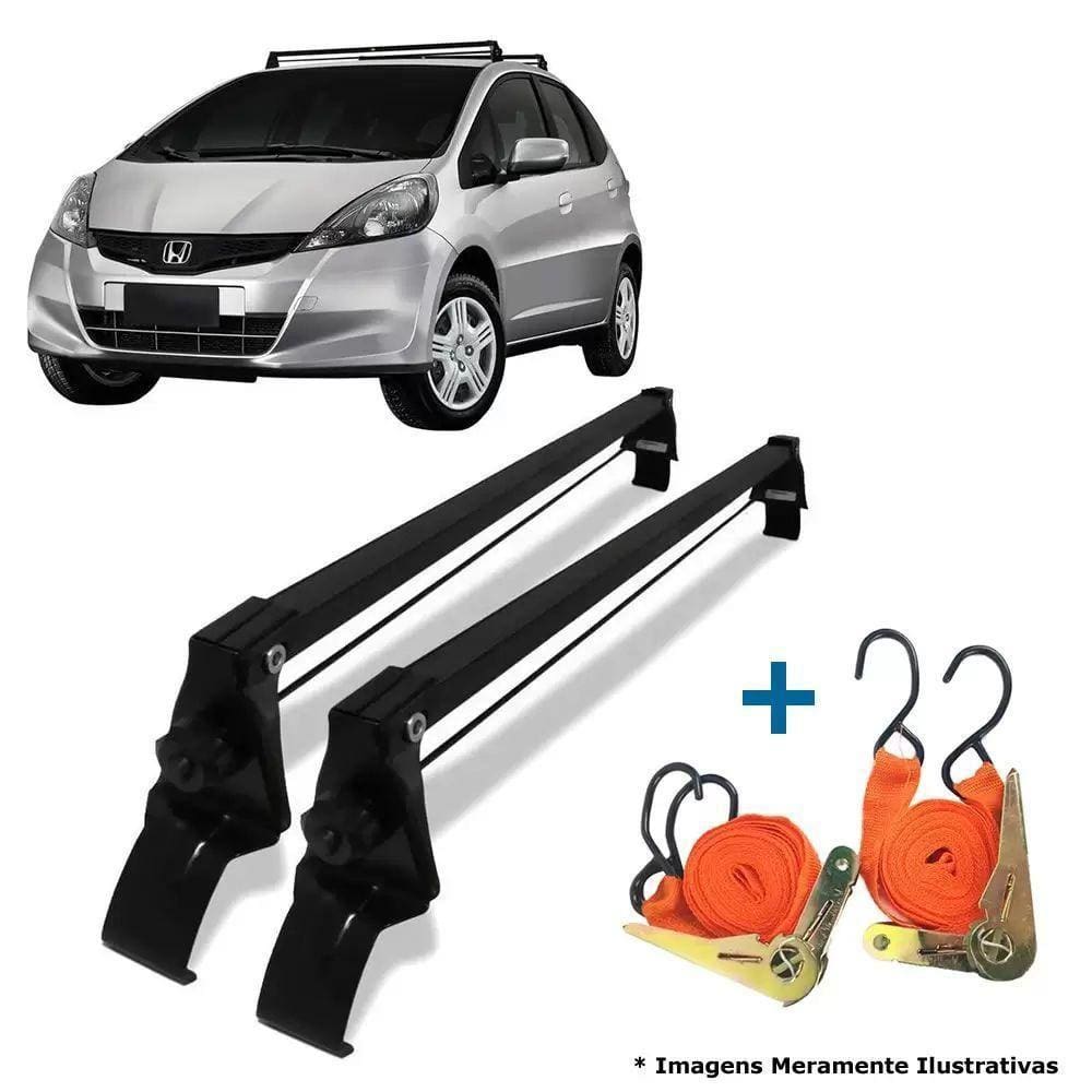 Rack De Teto Bagageiro + 2 Cintas Honda Fit Ano 15/19