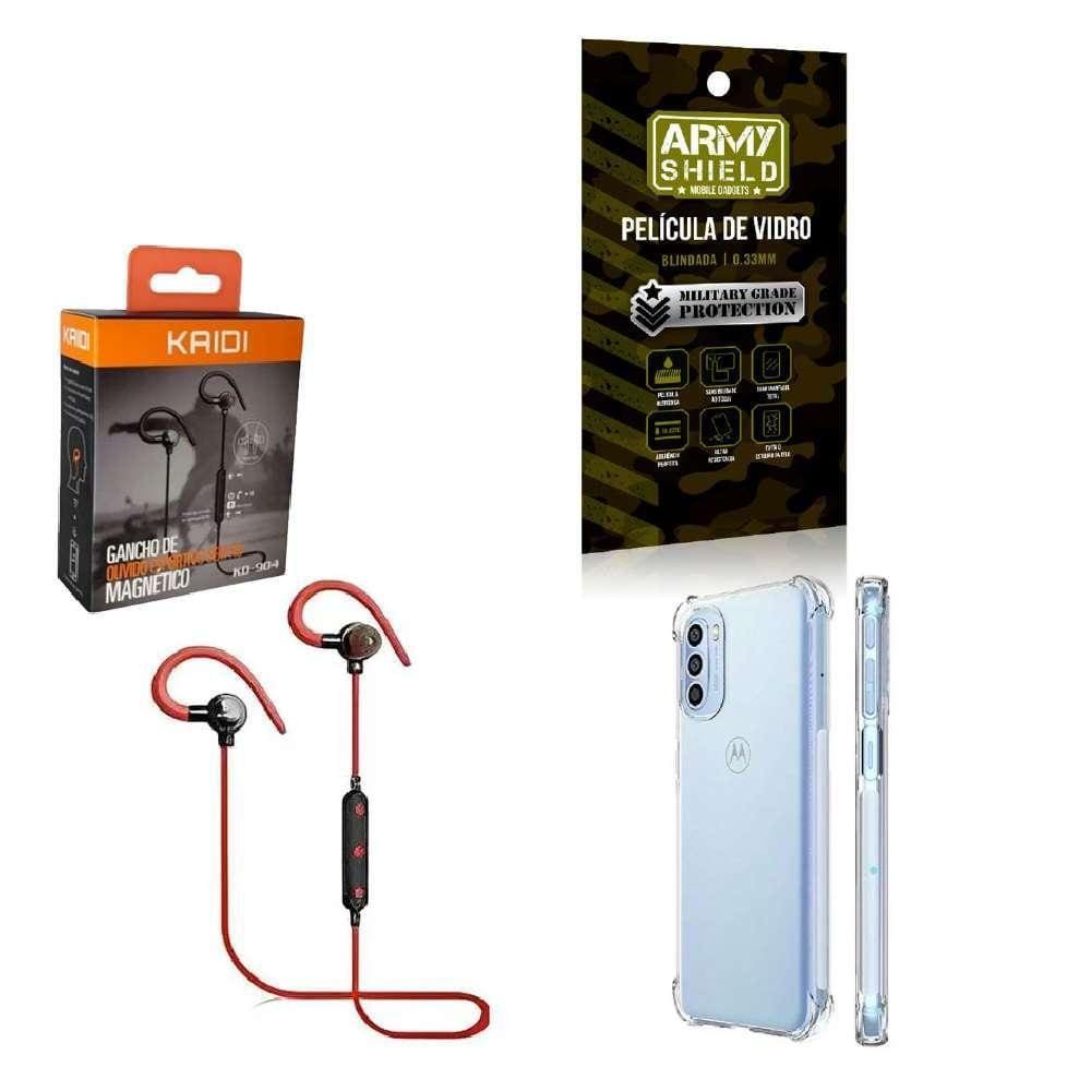 Kit Capinha Moto G41 Fone Bluetooth E Película De Vidro 3D