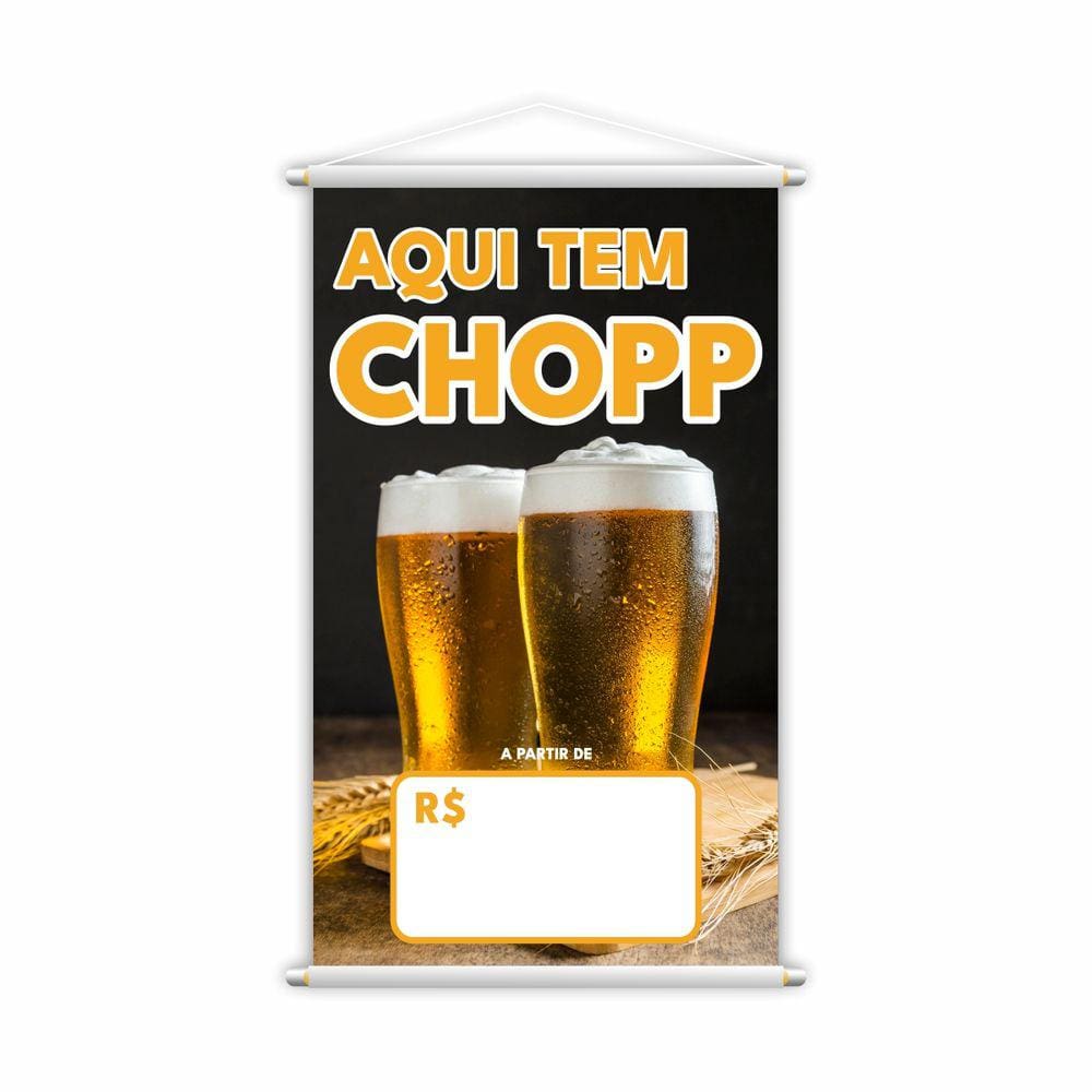 Banner Aqui Tem Chopp Preço Fundo Branco Lona Grande
