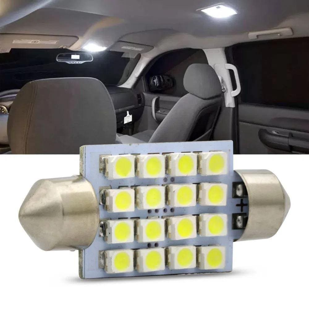 Kit Lâmpada Torpedo De 39Mm Com 16 Leds 10 Unid 12V 6000K