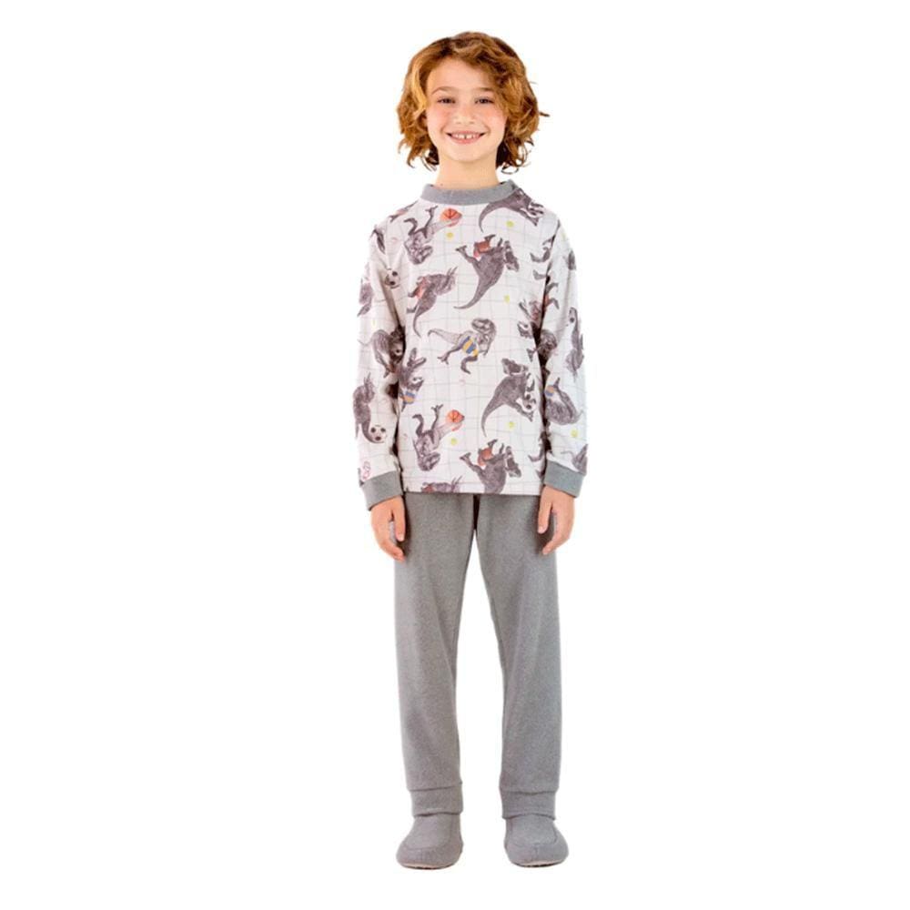 Pijama Infantil Manga Longa Soft Dinossauro Dedeka Ref:23807 10/12