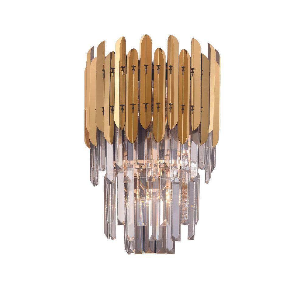 Arandela Moderna Dourada Cristal 2E14 40cm