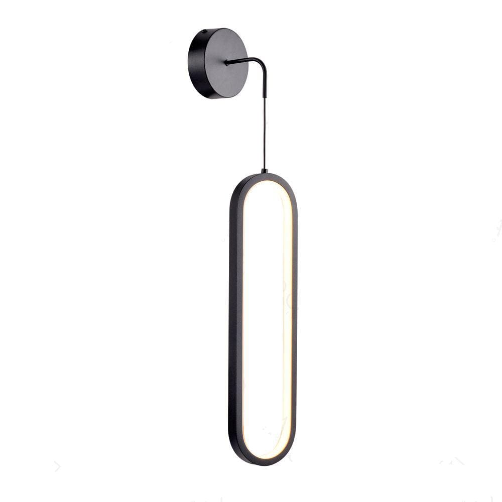 Arandela Oval Preto 65cm Led 18W 3000K Bivolt
