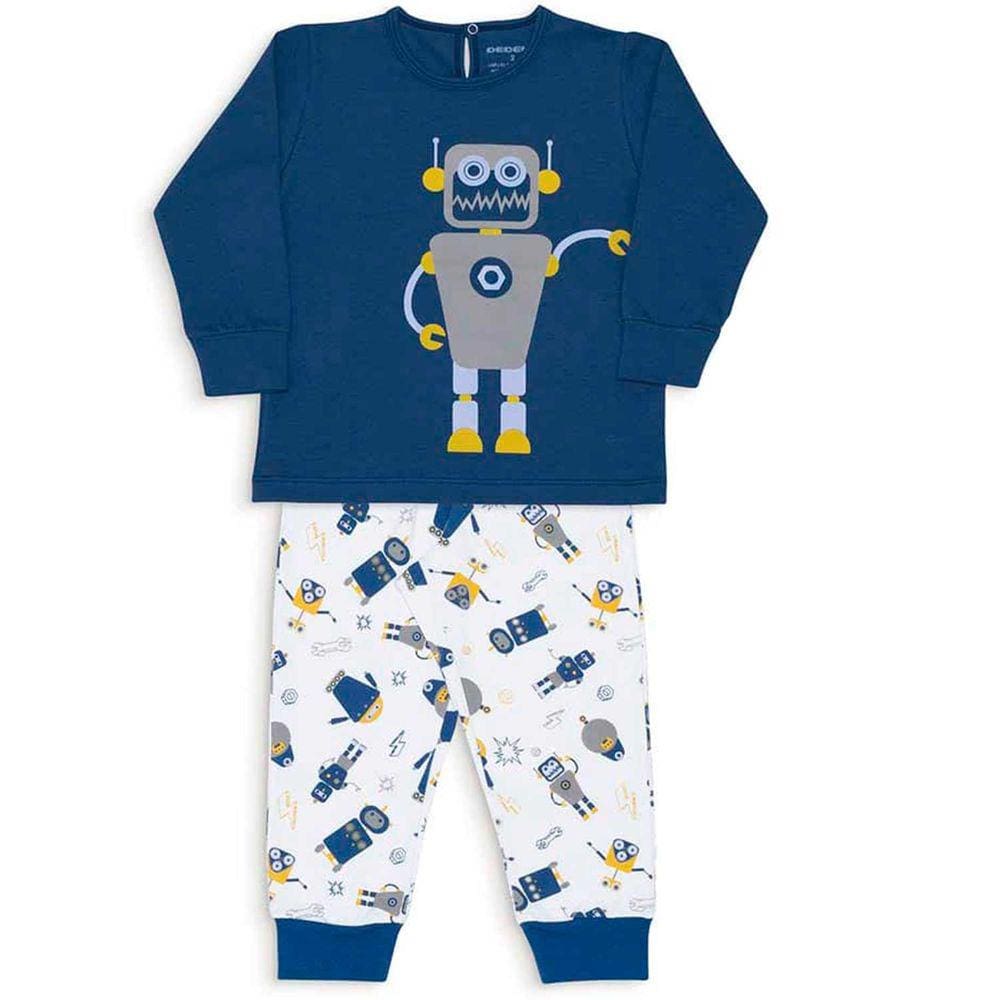 Pijama Infantil Manga Longa Robô Que Brilha No Escuro Masculino Dedeka Ref: 21666 1/3