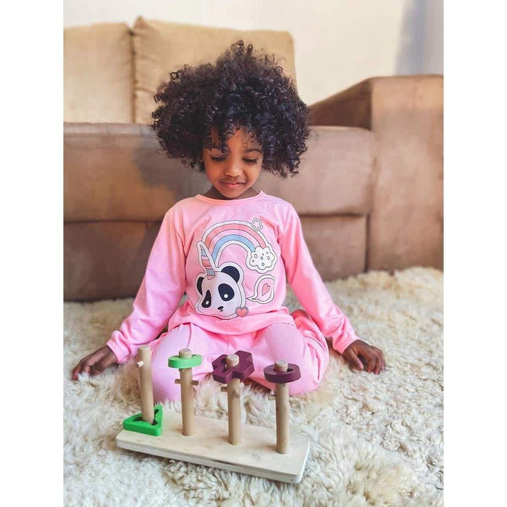 Pijama Infantil Manga Longa Meia Malha Panda Brilha No Escuro Feminino Dedeka Ref: 21633 1/3