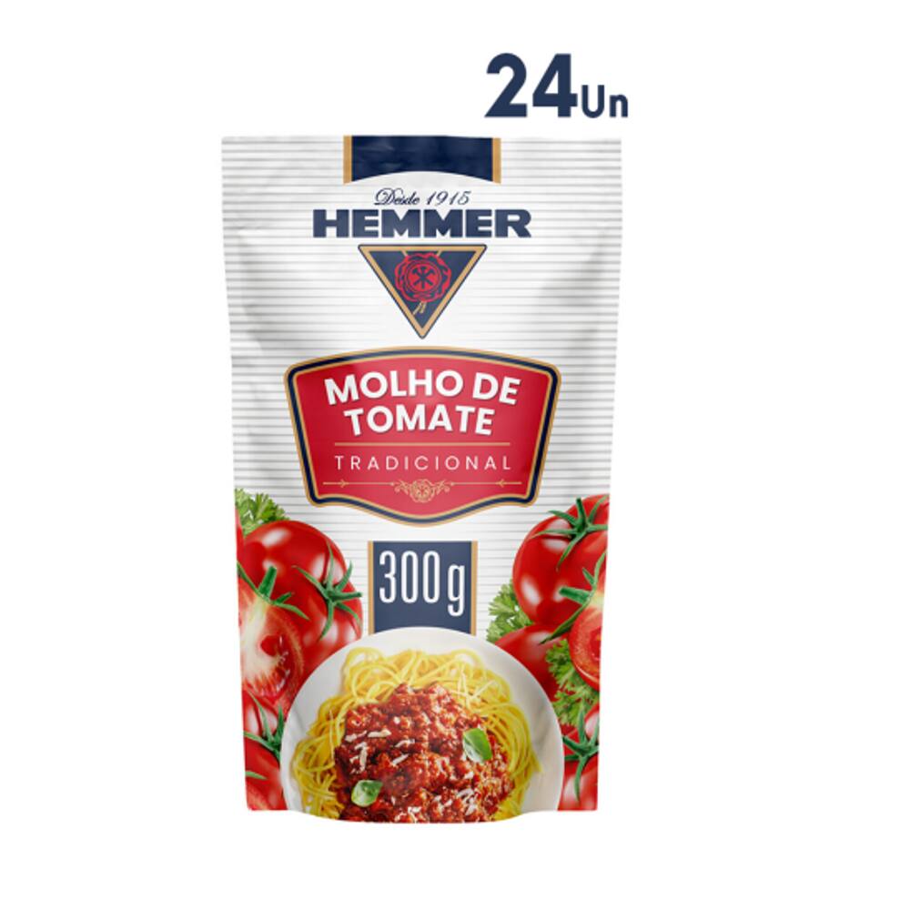 Kit com 24 Molhos de Tomate Tradicional Hemmer Sachê 300g