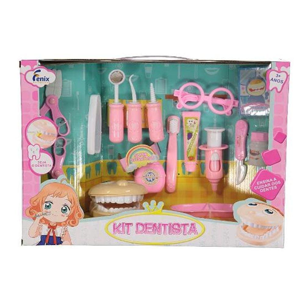 Brinquedo Kit Dentista Grande Para Meninas Rosa - Fênix