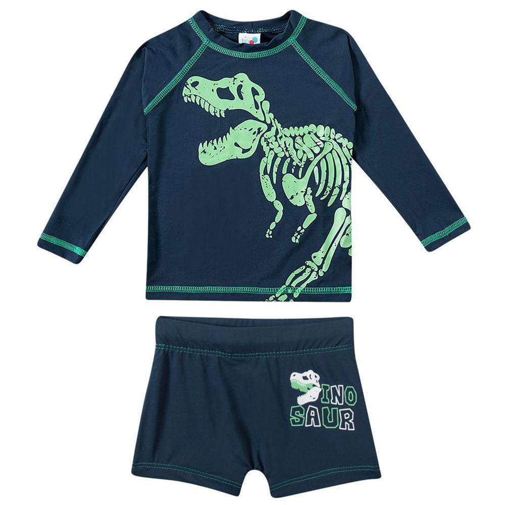 Conjunto Praia Infantil Dinossauro Marinho Tip Top