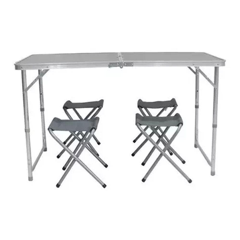 Conjunto Mesa E 4 Bancos Dobráveis Para Camping - Just Home