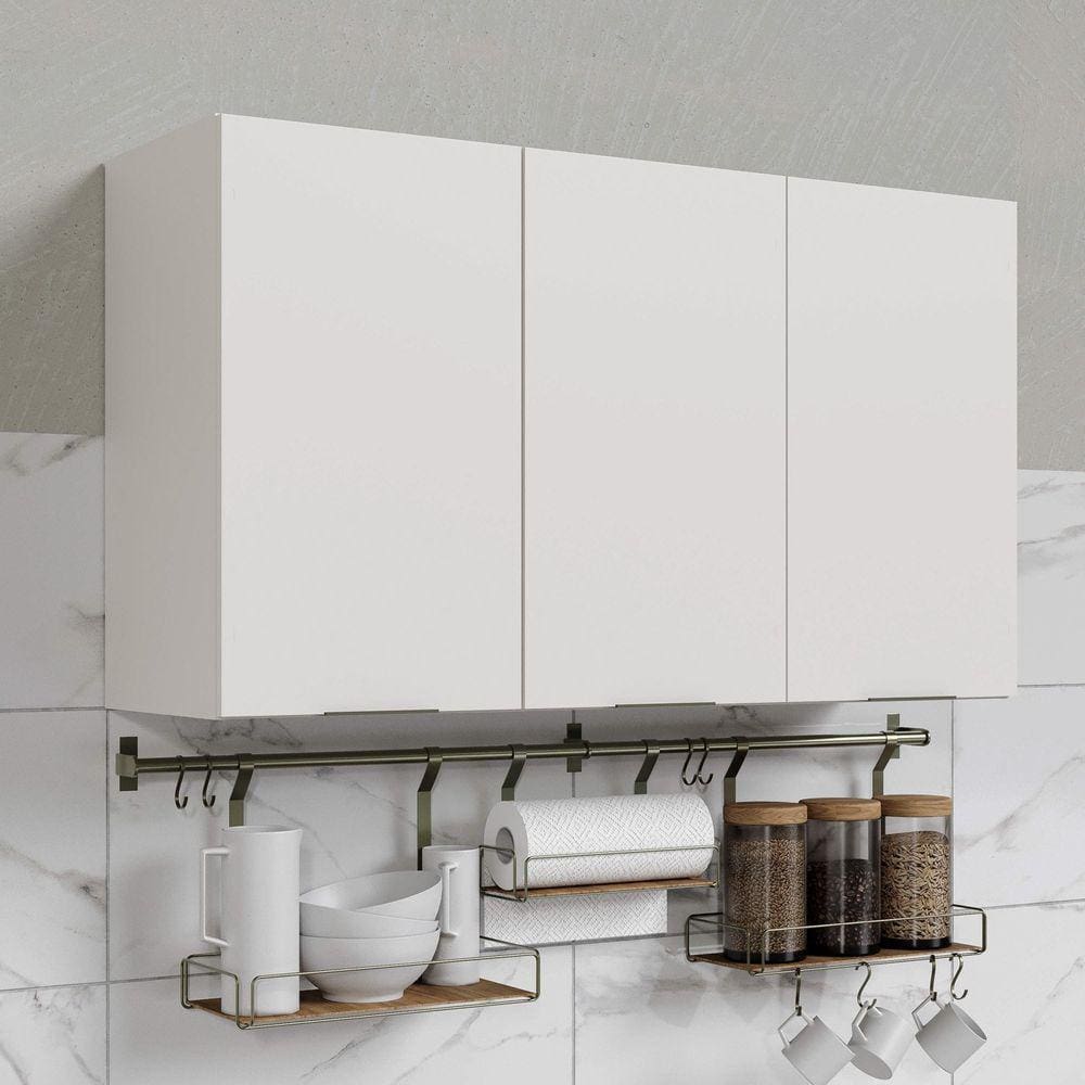 Armário Aéreo 3 Portas Ipanema CabeCasa MadeiraMadeira Branco/Branco