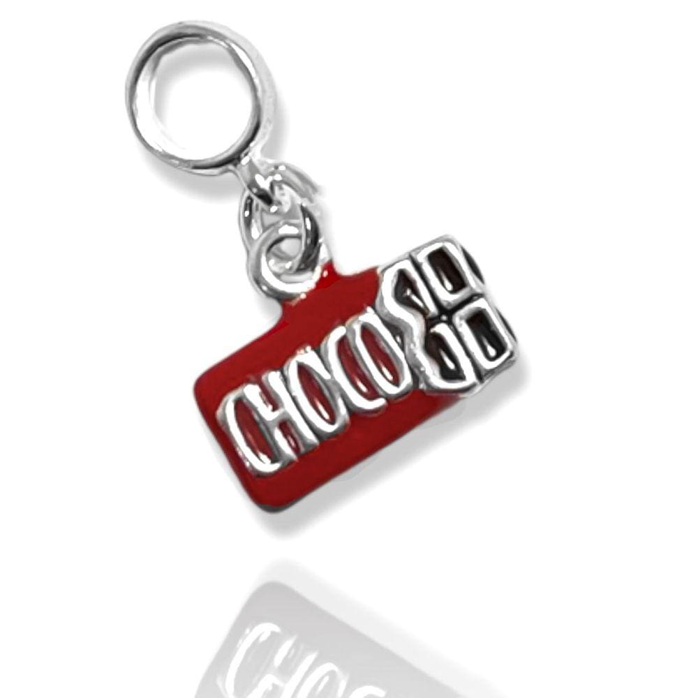 Berloque Charm Barra de Chocolate Banhado a Prata Semijoia