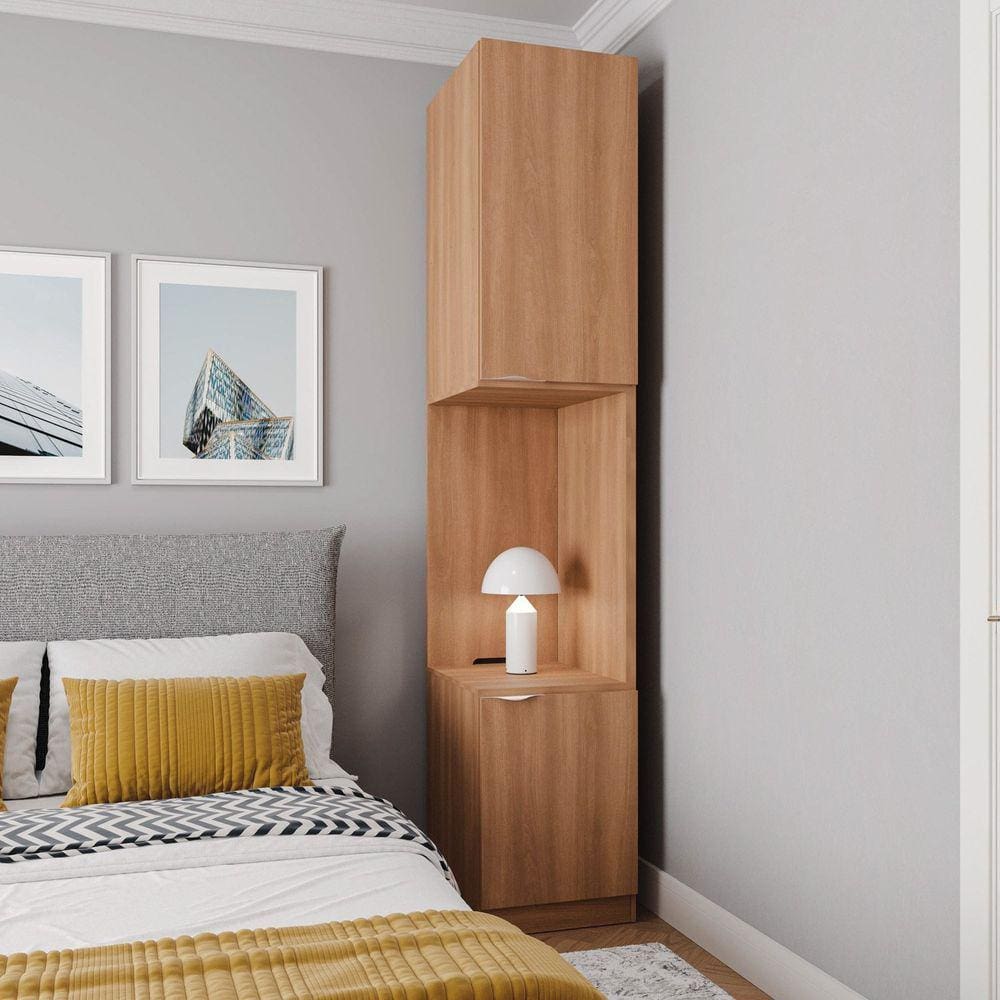 Mesa de Cabeceira Modular Direita Hera 2 Portas 1 Gaveta CabeCasa MadeiraMadeira Louro