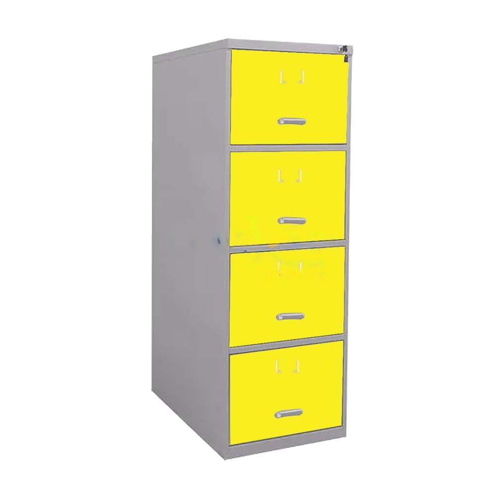 Arquivo De Aço 4 Gavetas P/ Pasta Suspensa C/ Chave Amarelo
