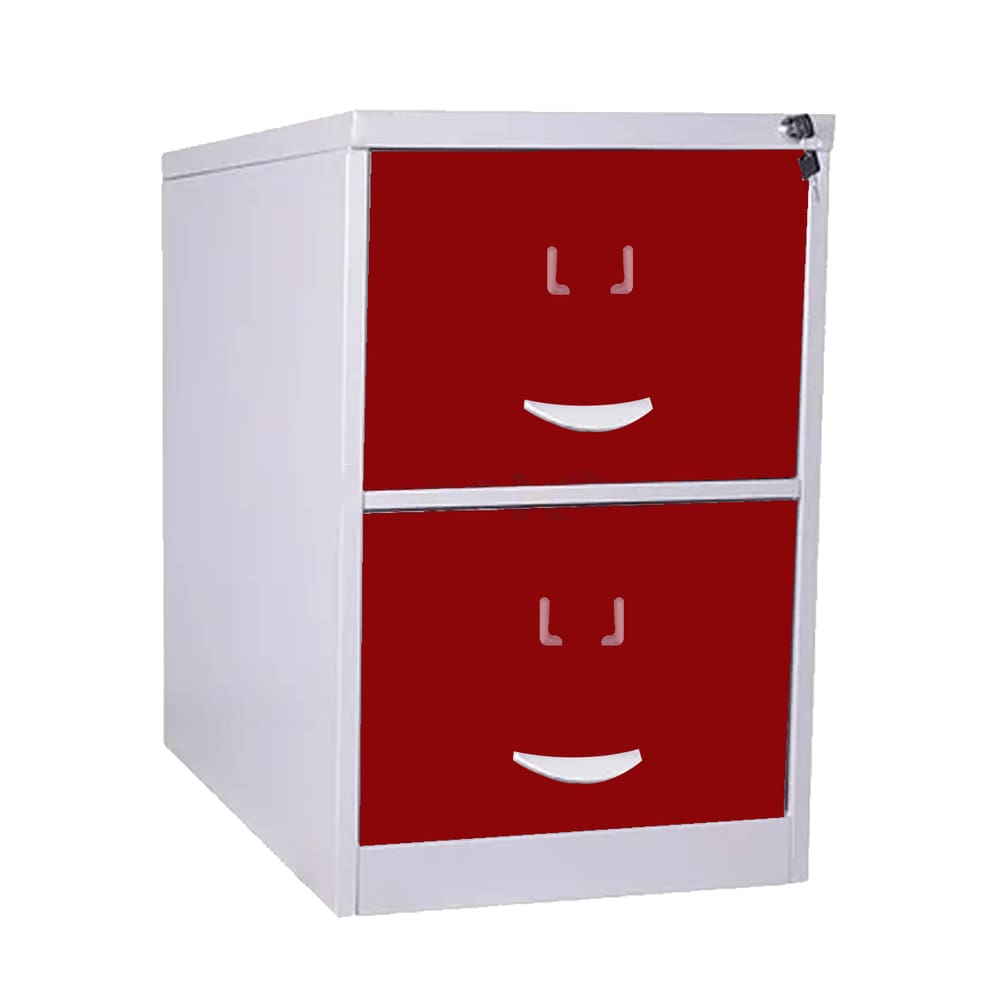 Arquivo De Aço 2 Gavetas P/ Pasta Suspensa C/ Chave Vermelho