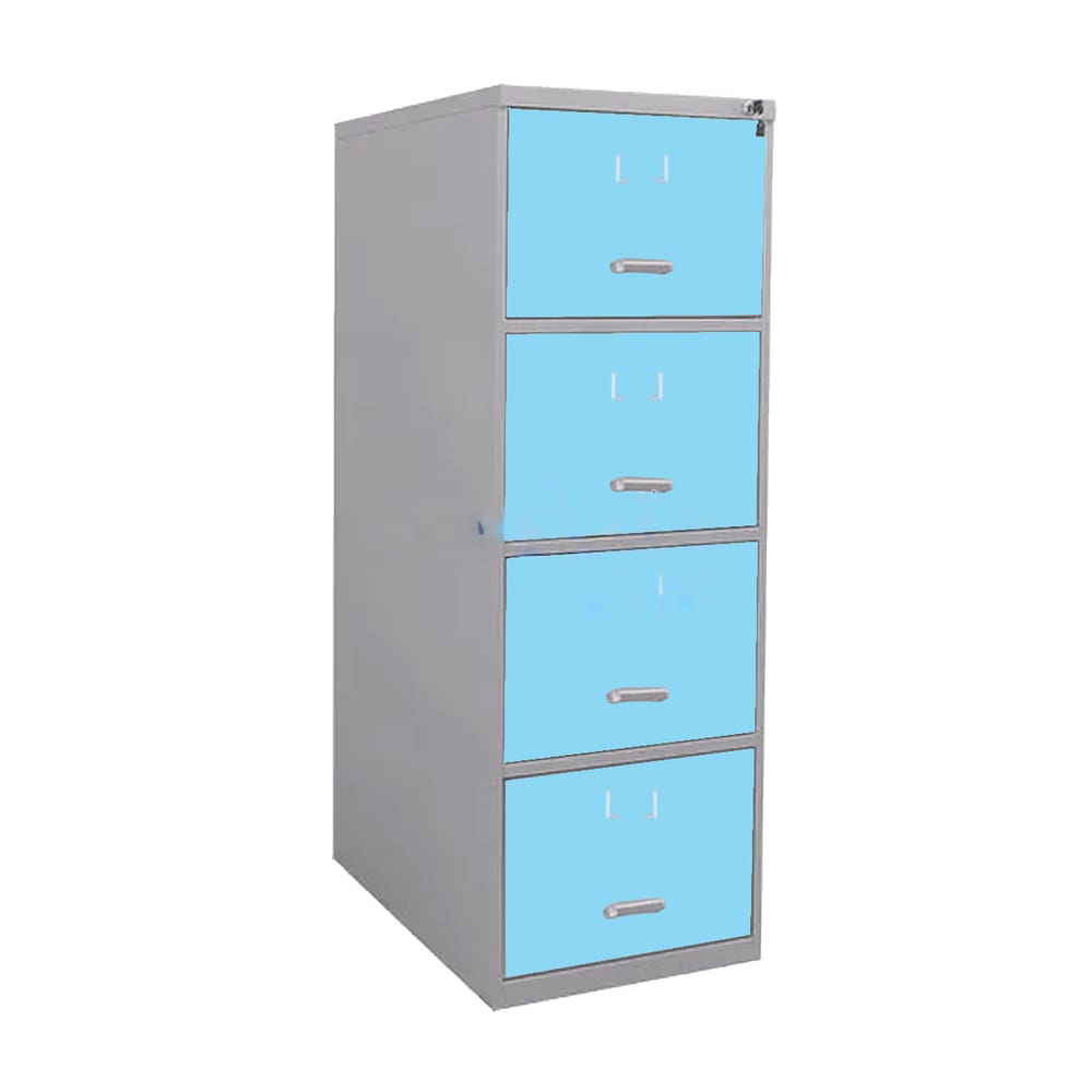Arquivo De Aço 4 Gavetas P/ Pasta Suspensa C/ Chave Azul Claro