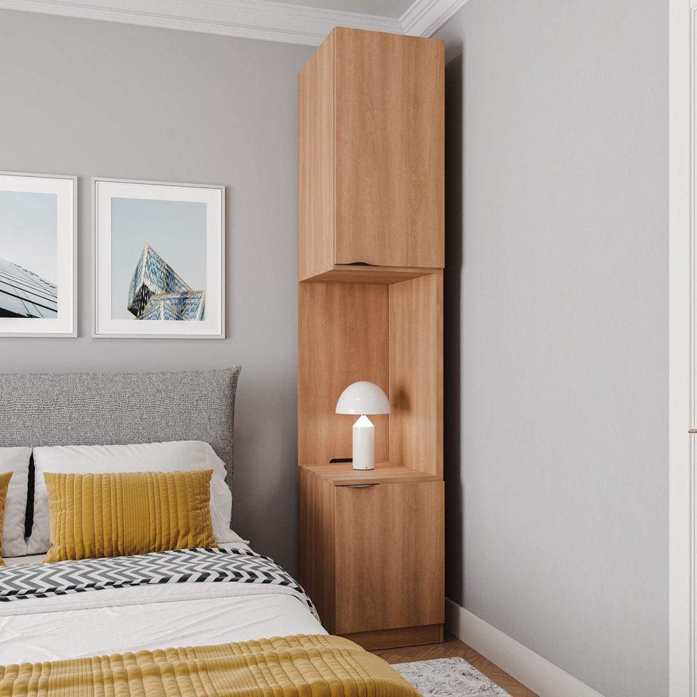 Mesa de Cabeceira Modular Direita Hera 2 Portas 1 Gaveta CabeCasa MadeiraMadeira Louro