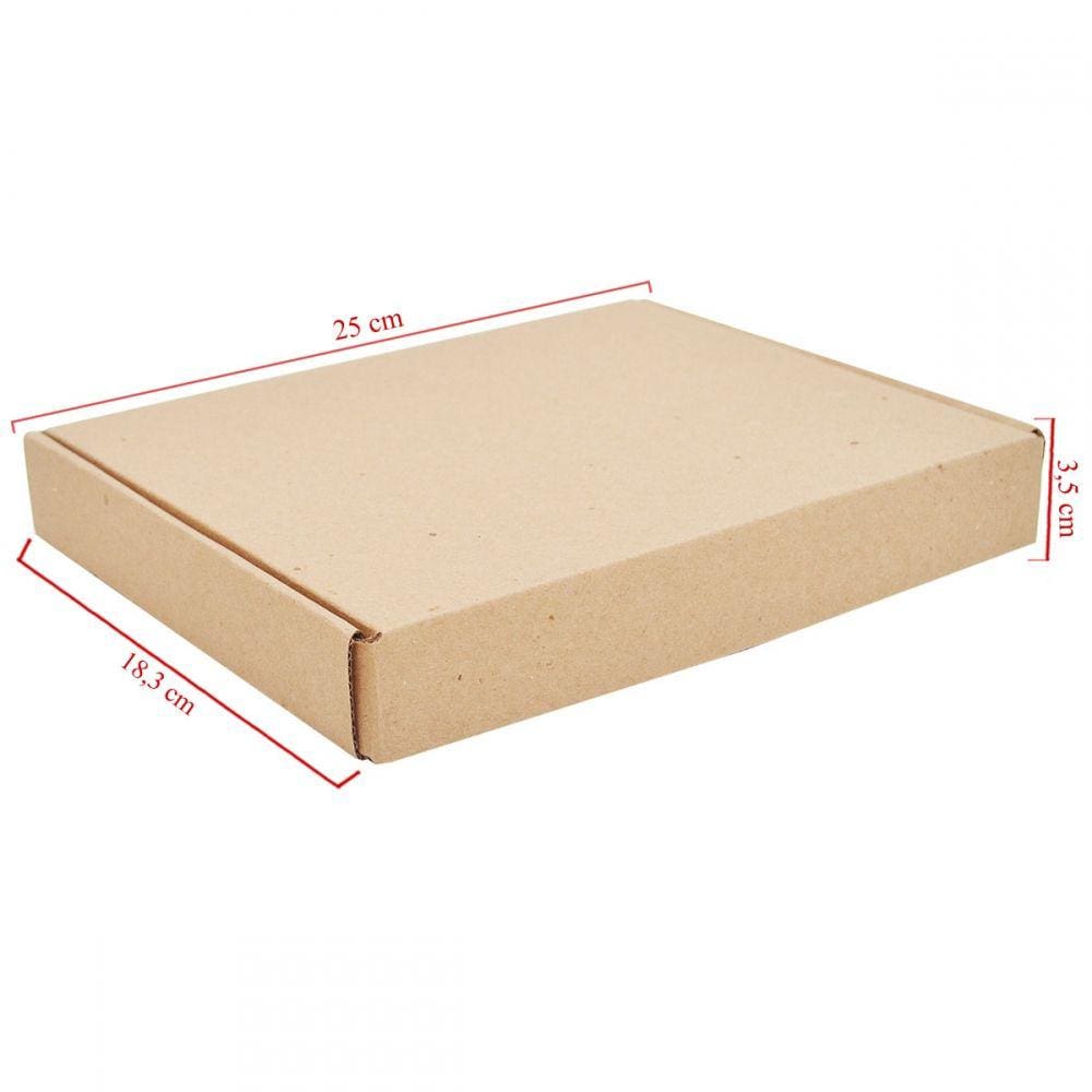 Caixa Fina De Papelão Com 50 Unidades Embalagens 25cm x 18.3cm x 3.5cm