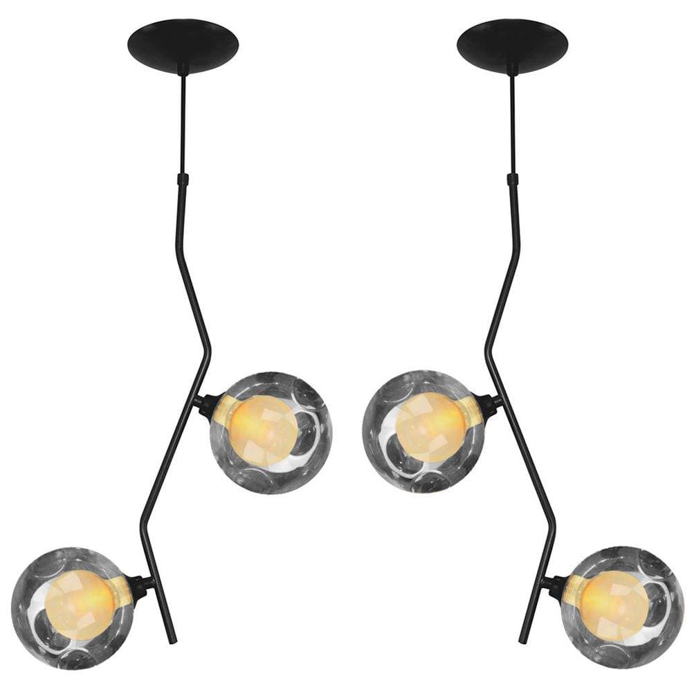 Kit 2 Pendentes Aro Duplo Jabuticaba Preto Harmony Fumê