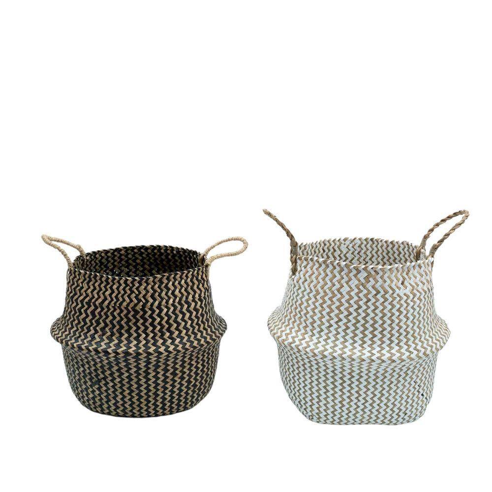 Kit 2 cestos organizadores multiuso decorativo branco e marrom seagrass - Oikos