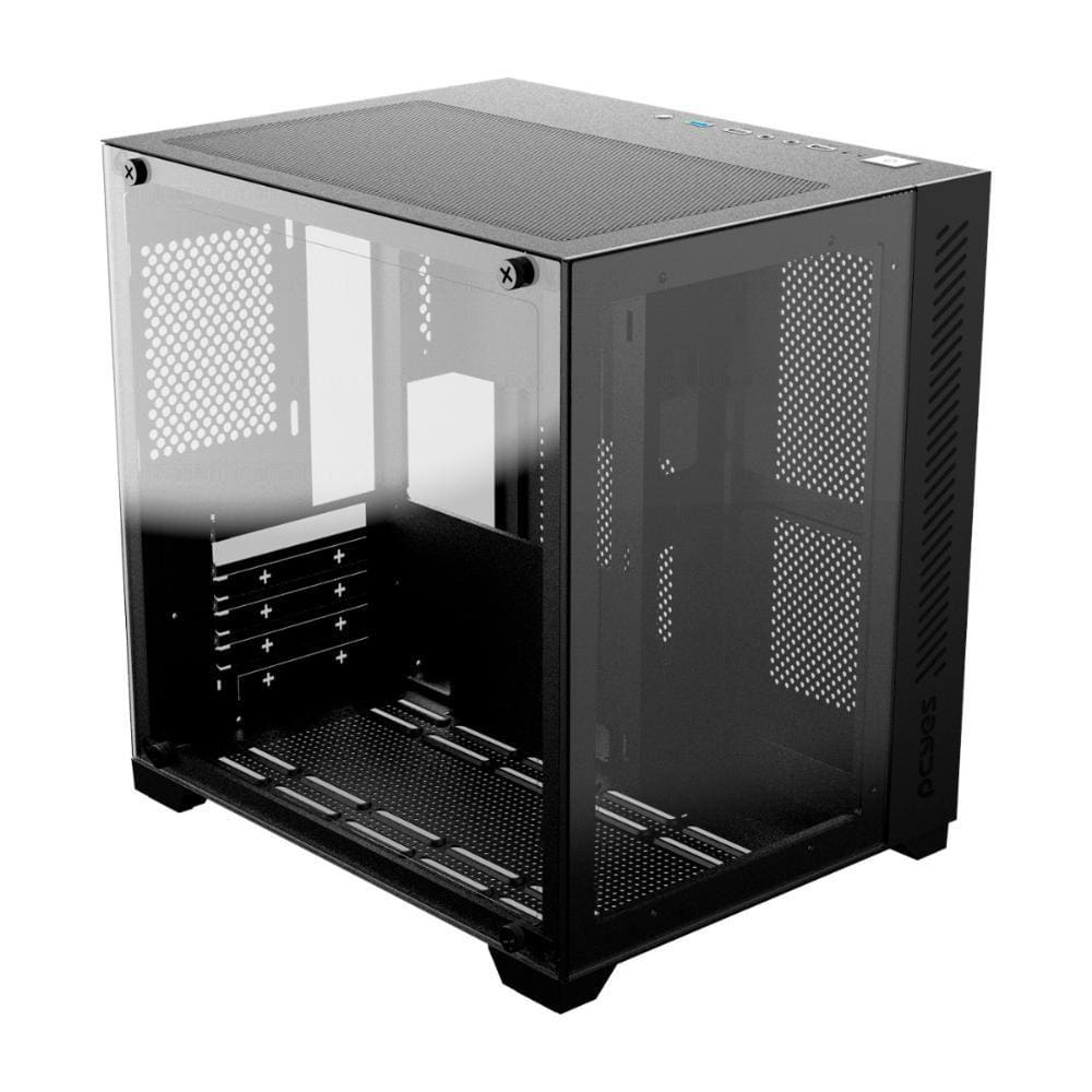 Gabinete PCYES Terra Forcefield Black Vulkan - Lateral e Frontal em Vidro Temperado - Micro ATX