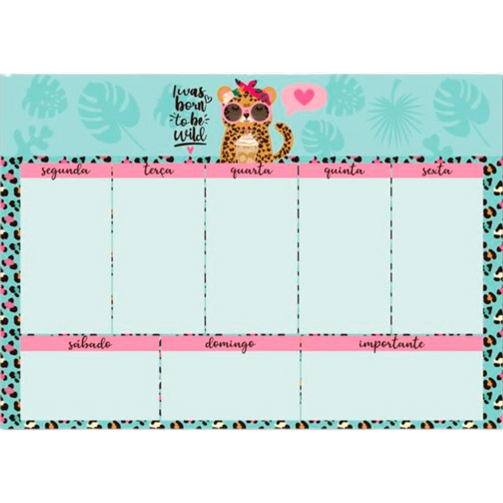 Bloco planner Semanal Me Encanta 50 Fls decoradas Oncinha
