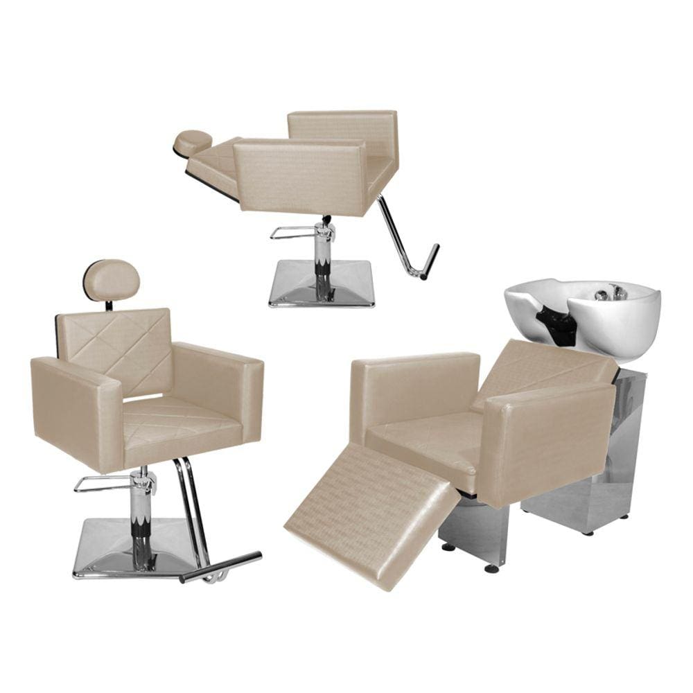 Kit Salão Evidence 1 Recl + 1 Fixa Quadrada + Lavatório C/Ap Branco Pér