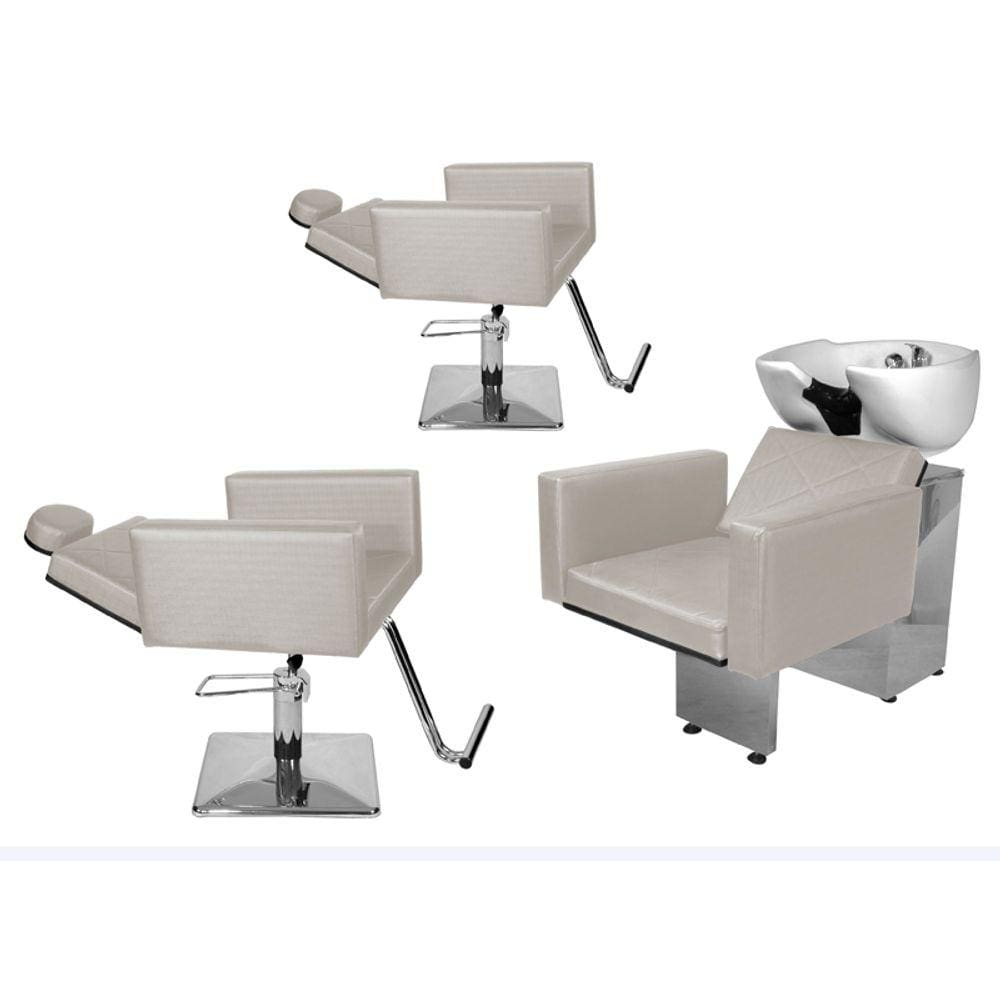 Kit Salão Evidence 2 Cadeiras Recl Quadrada + Lavatório Branco Facto