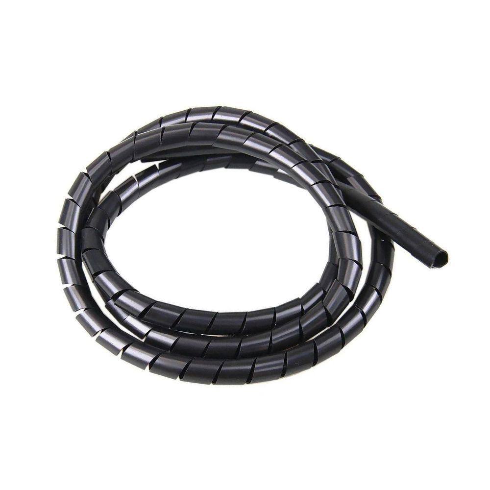 Organizador Fios Cabos 10mm Espiral Flexível 5 Metros Preto