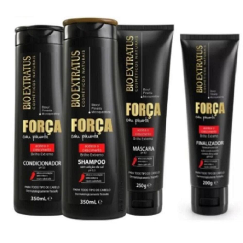 Força Com Pimenta Bio Extratus Kit Duo 350ml Mascara 250g e Finalizador 200g