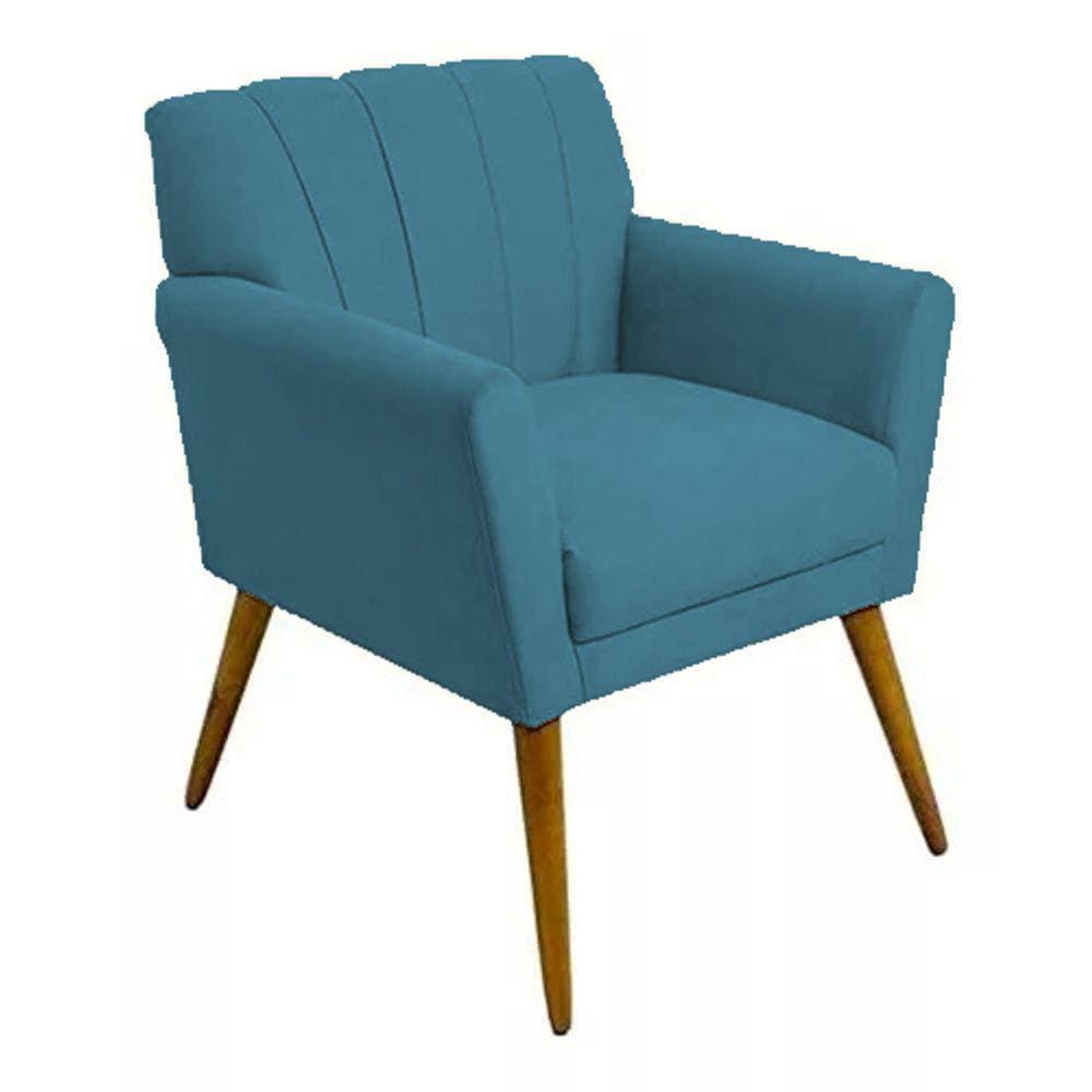 Poltrona Decorativa Cecília - Azul Turquesa - Renascer Decor